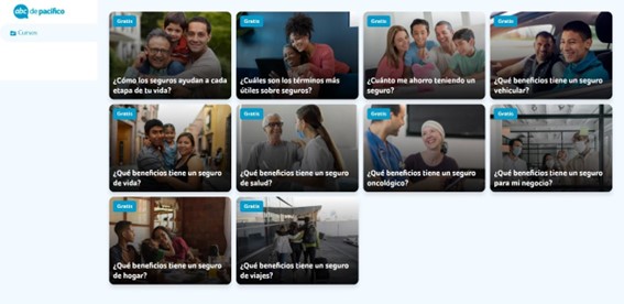 El ABC de Pacífico ofrece cursos virtuales sobre los beneficios de determinados seguros para una mayor comprensión de los productos de Pacífico Seguros.